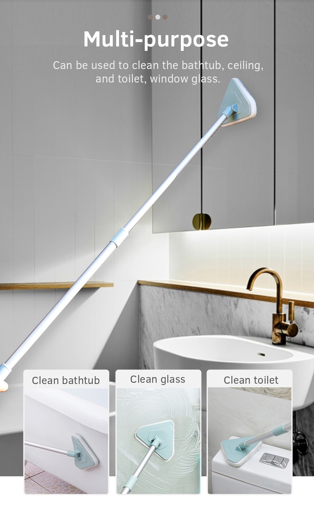 Telescopic Bathtub Brush Window Glass Scrubber-8